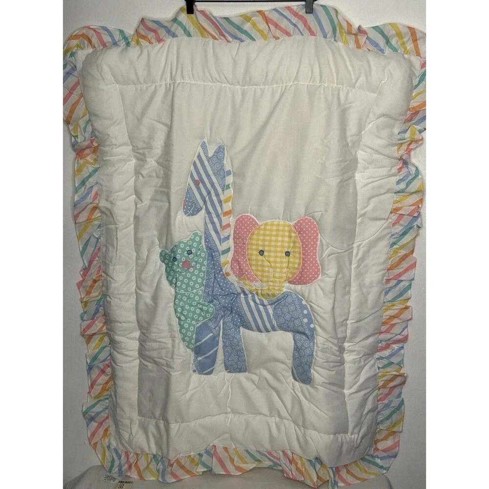 New Vintage Sumersault Nursery Quilt Tummy Time Millennial new mom Nostalgia 90